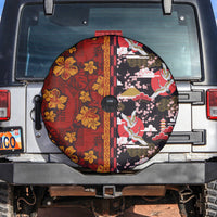 Japanese Culture Hawaii Style Spare Tire Cover Hawaiian Tribal and Japanese Pattern Together Culture LT03 Red - Polynesian Pride