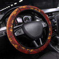 Japanese Culture Hawaii Style Steering Wheel Cover Hawaiian Tribal and Japanese Pattern Together Culture LT03 Universal Fit Red - Polynesian Pride
