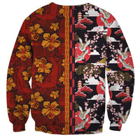 Pan-Pacific Festival Sweatshirt Hawaiian Tribal and Japanese Pattern Together Culture