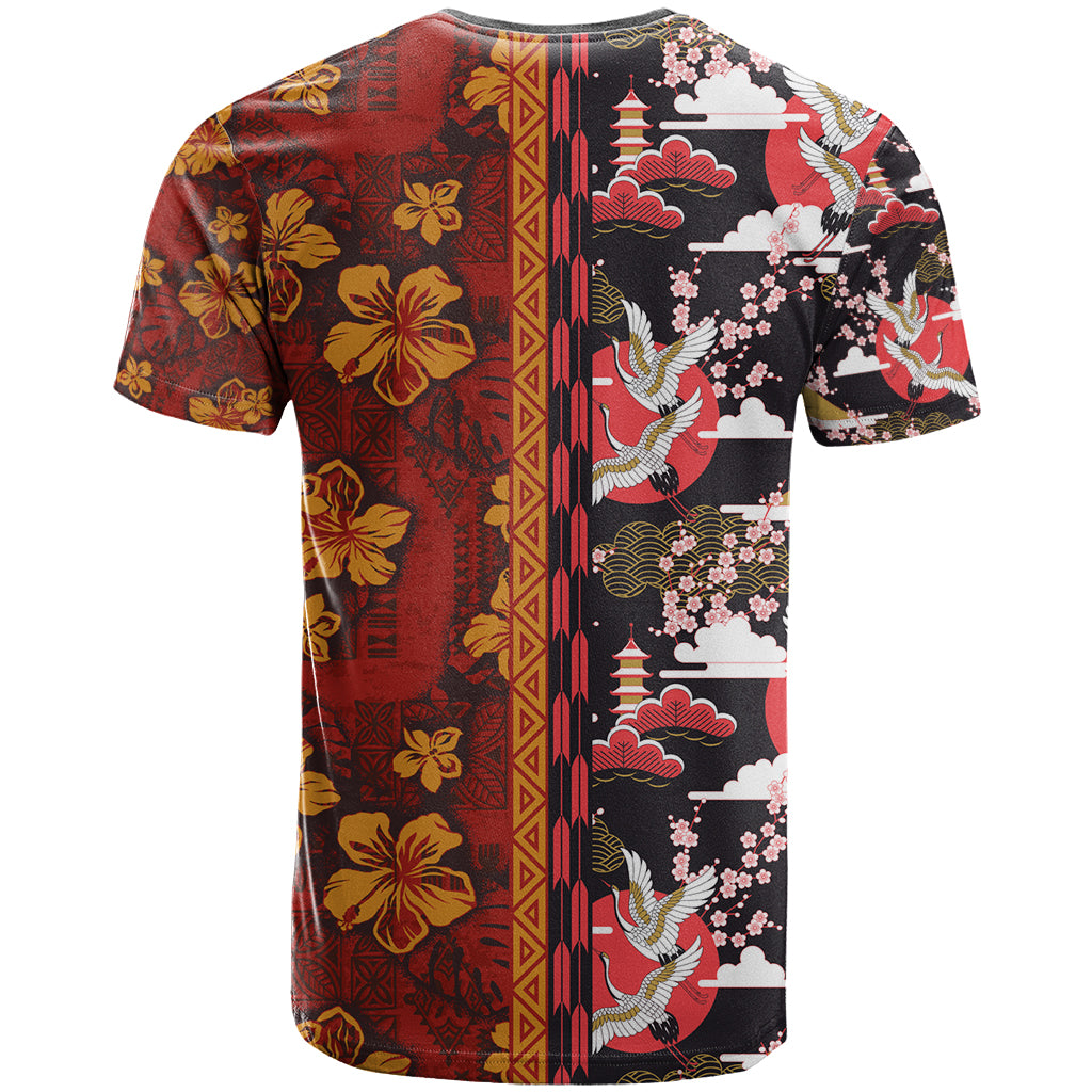 Japanese Culture Hawaii Style T Shirt Hawaiian Tribal and Japanese Pattern Together Culture LT03 - Polynesian Pride