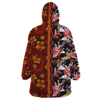Japanese Culture Hawaii Style Wearable Blanket Hoodie Hawaiian Tribal and Japanese Pattern Together Culture LT03 - Polynesian Pride