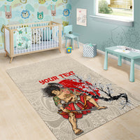 Personalised Pan-Pacific Festival Area Rug Japanese Samurai with Hawaiian Pattern
