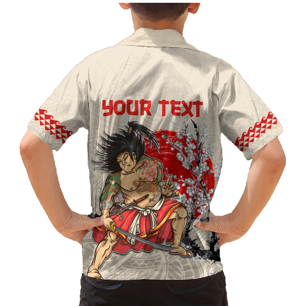 Personalised Japanese Culture Hawaii Style Family Matching Mermaid Dress and Hawaiian Shirt Japanese Samurai with Hawaiian Pattern LT03 - Polynesian Pride