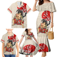 Personalised Japanese Culture Hawaii Style Family Matching Mermaid Dress and Hawaiian Shirt Japanese Samurai with Hawaiian Pattern LT03 - Polynesian Pride