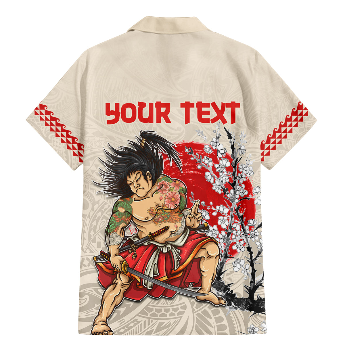 Personalised Japanese Culture Hawaii Style Family Matching Mermaid Dress and Hawaiian Shirt Japanese Samurai with Hawaiian Pattern LT03 - Polynesian Pride