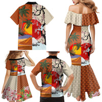 Japanese Culture Hawaii Style Family Matching Mermaid Dress and Hawaiian Shirt Mauna Kea and Fuji Mountains LT03 - Polynesian Pride