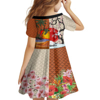 Japanese Culture Hawaii Style Family Matching Off Shoulder Maxi Dress and Hawaiian Shirt Mauna Kea and Fuji Mountains LT03 - Polynesian Pride