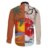 Japanese Culture Hawaii Style Family Matching Off Shoulder Maxi Dress and Hawaiian Shirt Mauna Kea and Fuji Mountains LT03 - Polynesian Pride