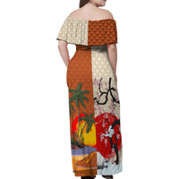 Japanese Culture Hawaii Style Family Matching Off Shoulder Maxi Dress and Hawaiian Shirt Mauna Kea and Fuji Mountains LT03 - Polynesian Pride