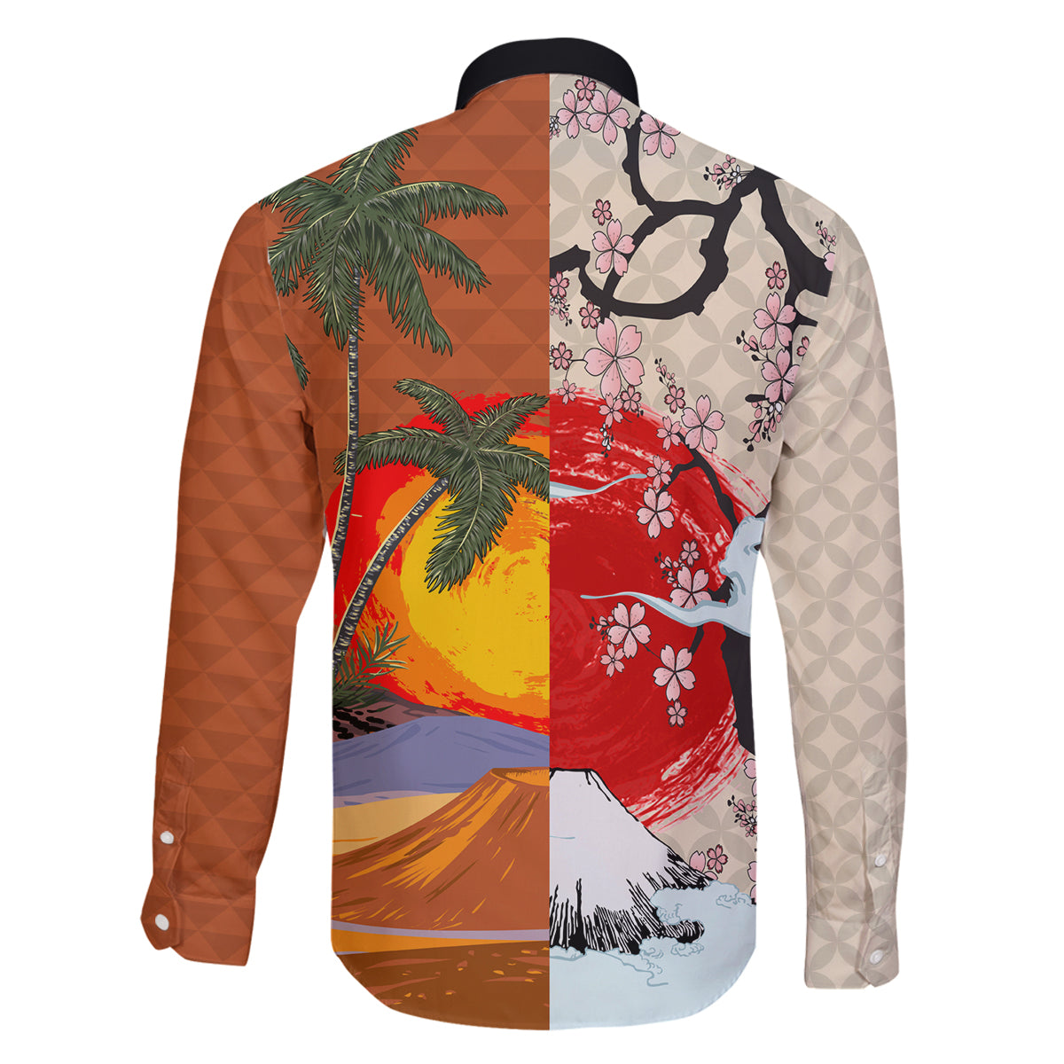 Japanese Culture Hawaii Style Family Matching Puletasi and Hawaiian Shirt Mauna Kea and Fuji Mountains LT03 - Polynesian Pride