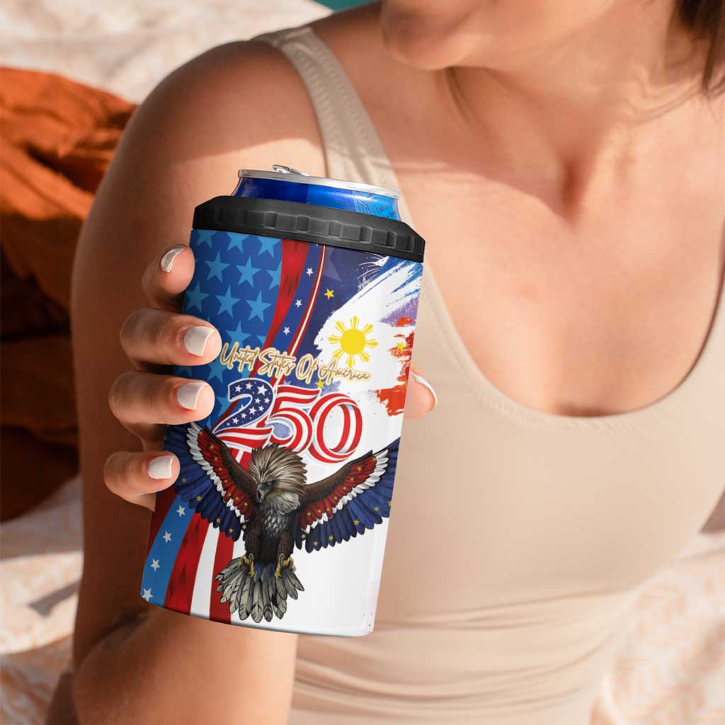 Philippines and United States Semiquincentennial 4 in 1 Can Cooler Tumbler Eagle and National Flag Style LT03 - Polynesian Pride