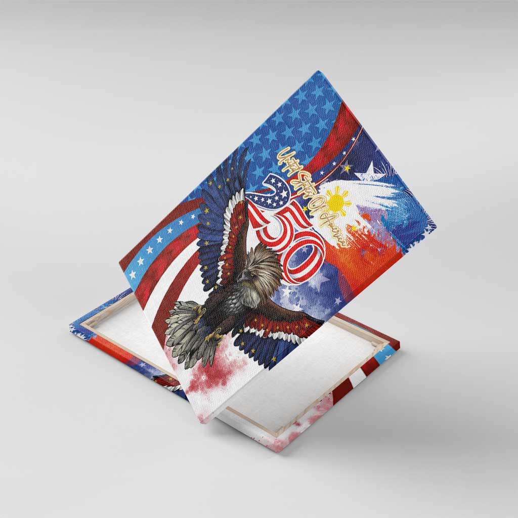 Philippines and United States Semiquincentennial Canvas Wall Art Eagle and National Flag Style