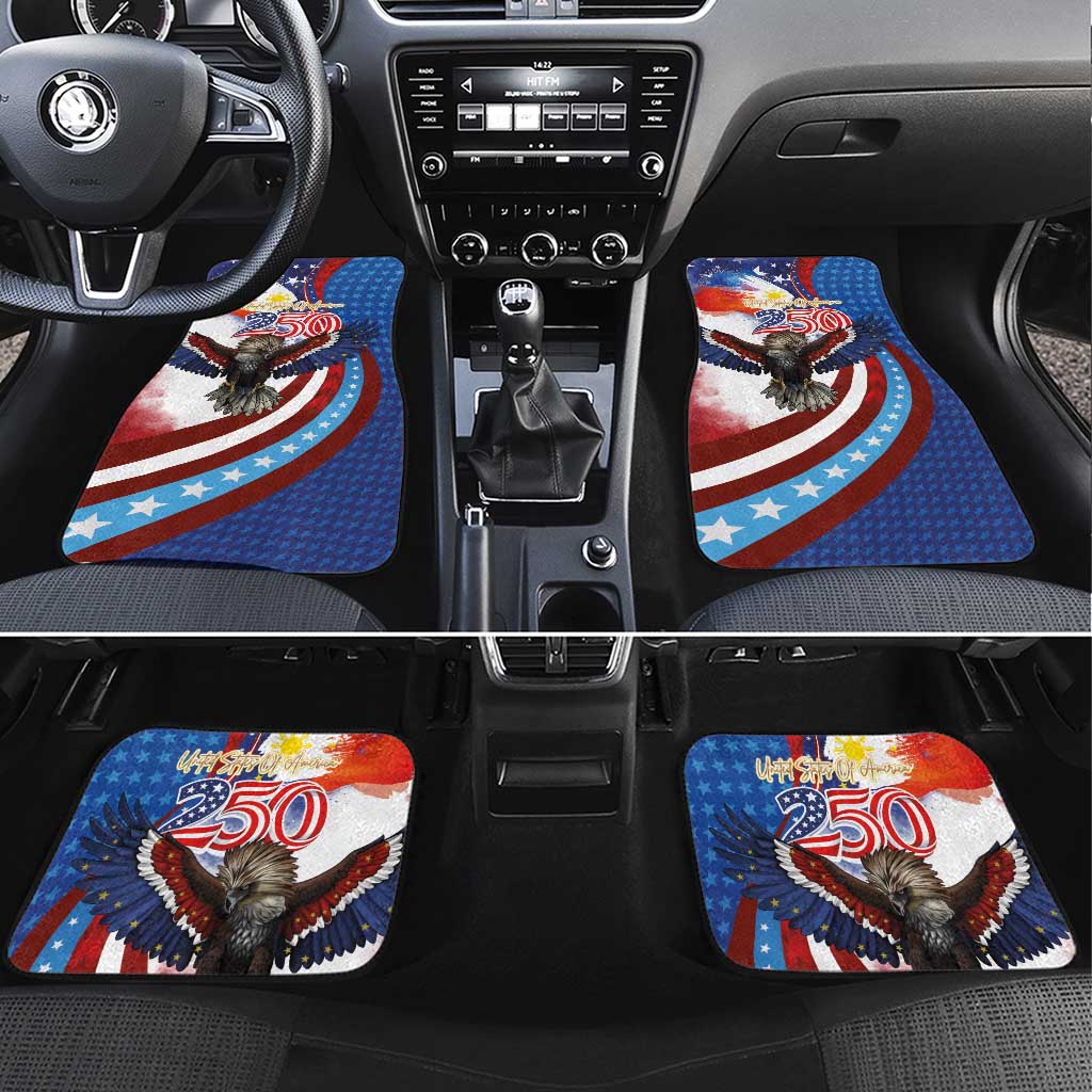 Philippines and United States Semiquincentennial Car Mats Eagle and National Flag Style LT03 Set 4pcs Multicolor - Polynesian Pride