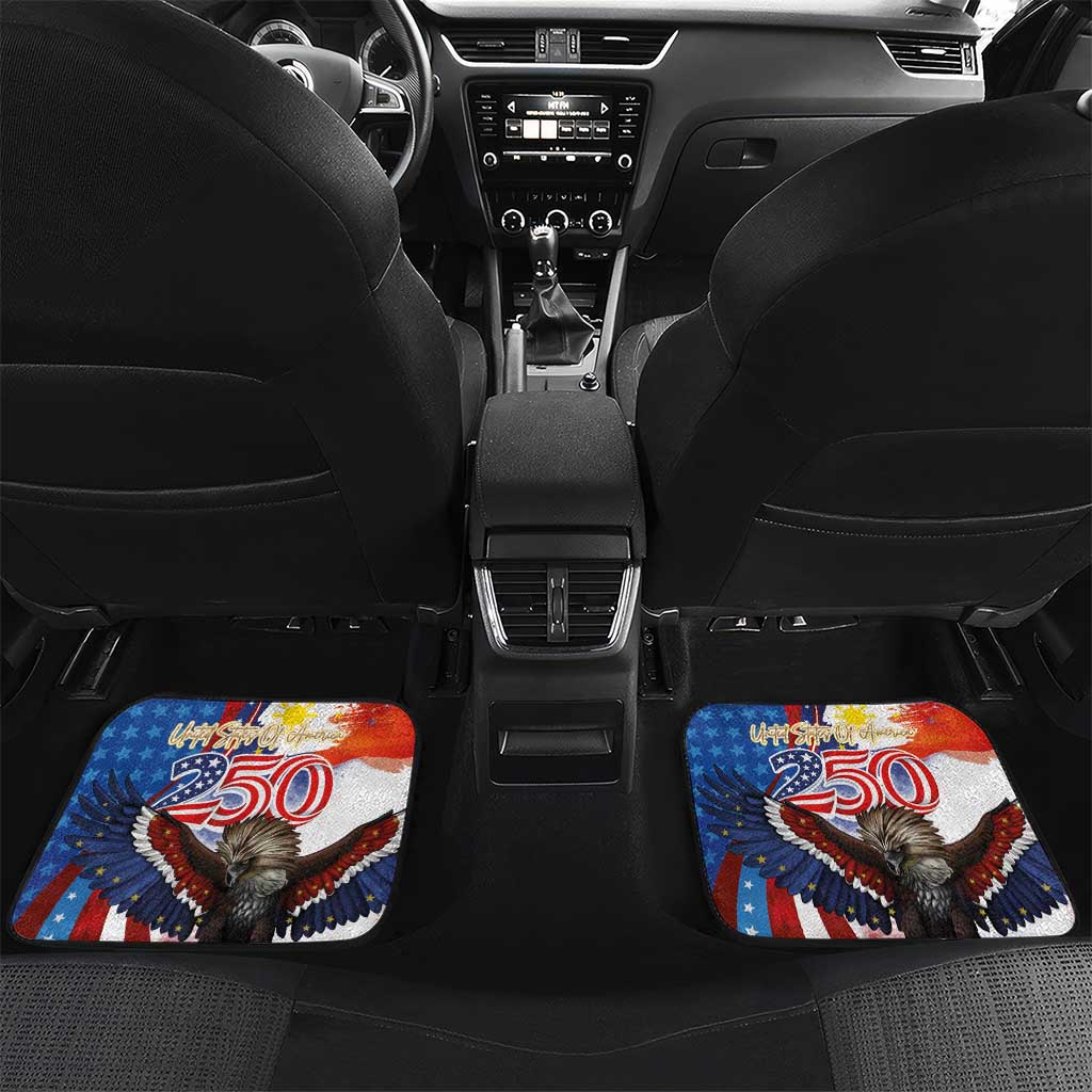 Philippines and United States Semiquincentennial Car Mats Eagle and National Flag Style LT03 Set 2pcs - Back Multicolor - Polynesian Pride