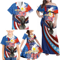 Philippines and United States Semiquincentennial Family Matching Off Shoulder Maxi Dress and Hawaiian Shirt Eagle and National Flag Style LT03 - Polynesian Pride