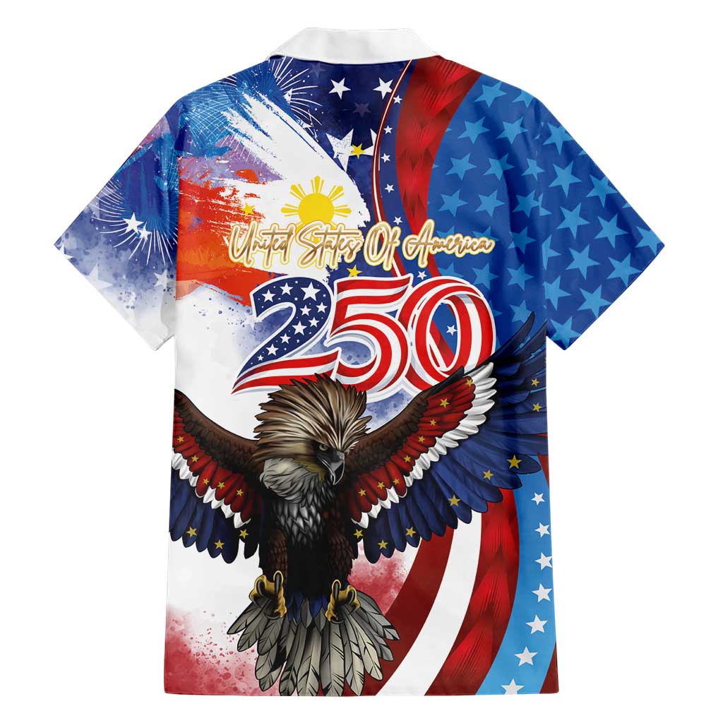 Philippines and United States Semiquincentennial Family Matching Off Shoulder Short Dress and Hawaiian Shirt Eagle and National Flag Style LT03 - Polynesian Pride