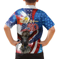 Philippines and United States Semiquincentennial Family Matching Short Sleeve Bodycon Dress and Hawaiian Shirt Eagle and National Flag Style LT03 - Polynesian Pride