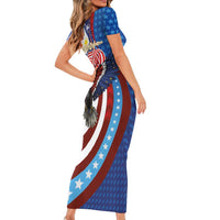 Philippines and United States Semiquincentennial Family Matching Short Sleeve Bodycon Dress and Hawaiian Shirt Eagle and National Flag Style LT03 - Polynesian Pride