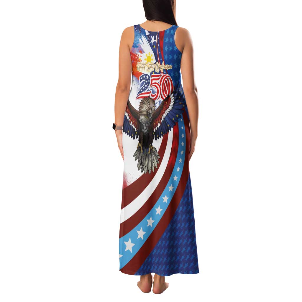 Philippines and United States Semiquincentennial Family Matching Tank Maxi Dress and Hawaiian Shirt Eagle and National Flag Style LT03 - Polynesian Pride