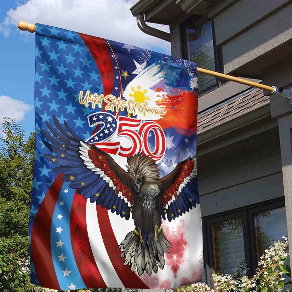 Philippines and United States Semiquincentennial Garden Flag Eagle and National Flag Style