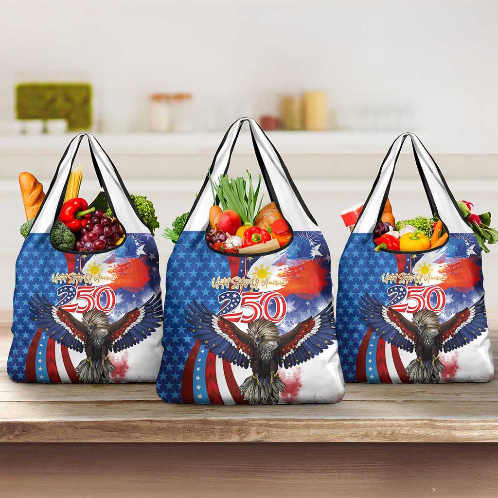 Philippines and United States Semiquincentennial Grocery Bag Eagle and National Flag Style