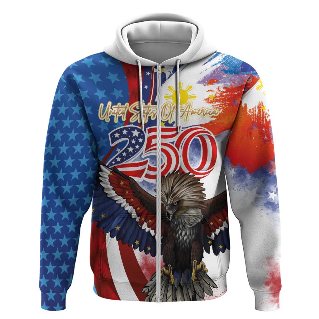 Philippines and United States Semiquincentennial Hoodie Eagle and National Flag Style LT03 Zip Hoodie Multicolor - Polynesian Pride