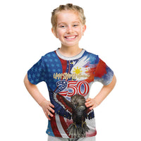 Philippines and United States Semiquincentennial Kid T Shirt Eagle and National Flag Style LT03 Multicolor - Polynesian Pride