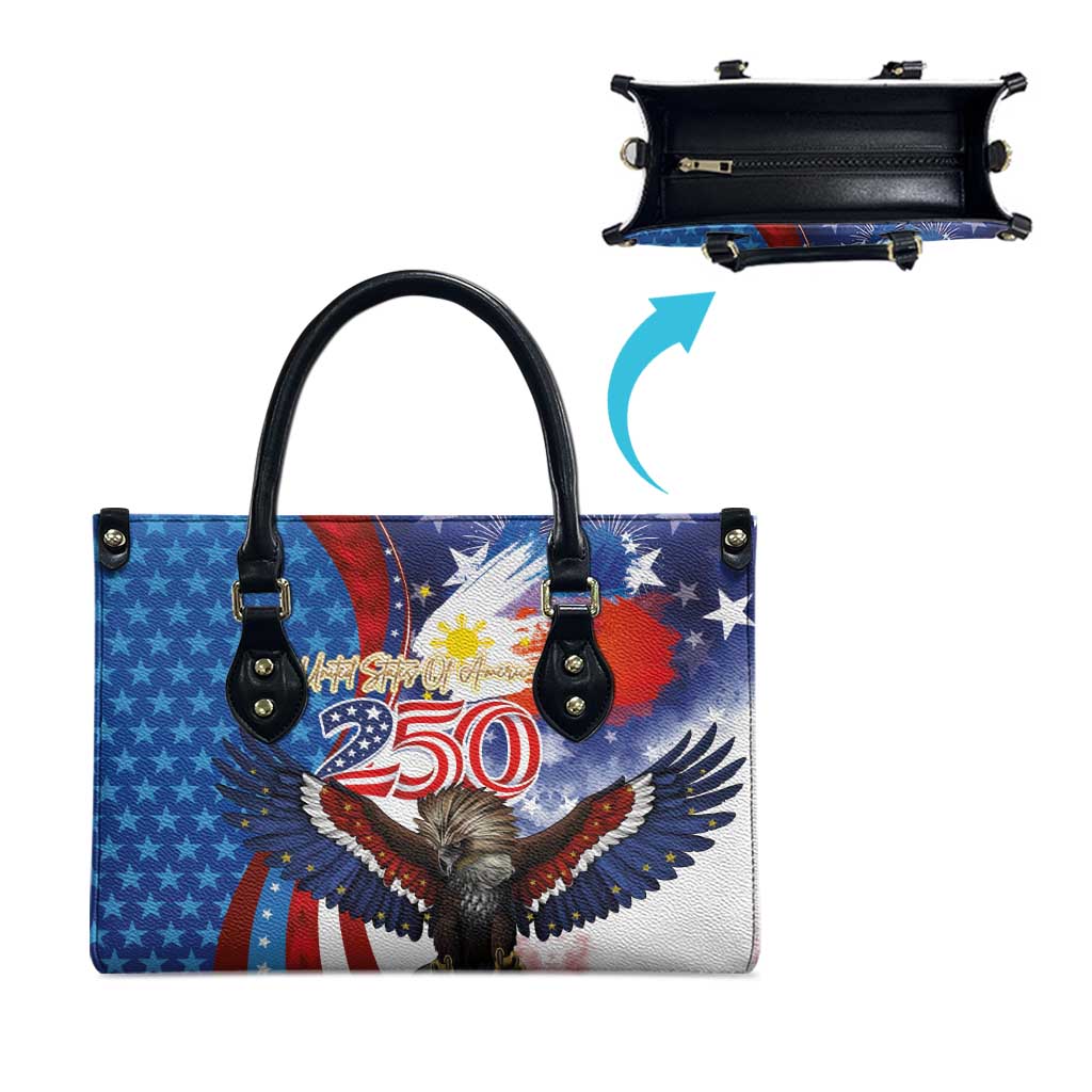 Philippines and United States Semiquincentennial Leather Bag Eagle and National Flag Style