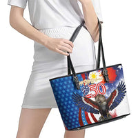 Philippines and United States Semiquincentennial Leather Tote Bag Eagle and National Flag Style