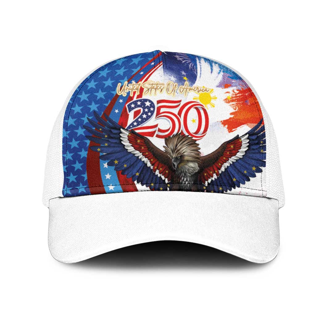 Philippines and United States Semiquincentennial Mesh Trucker Cap Eagle and National Flag Style