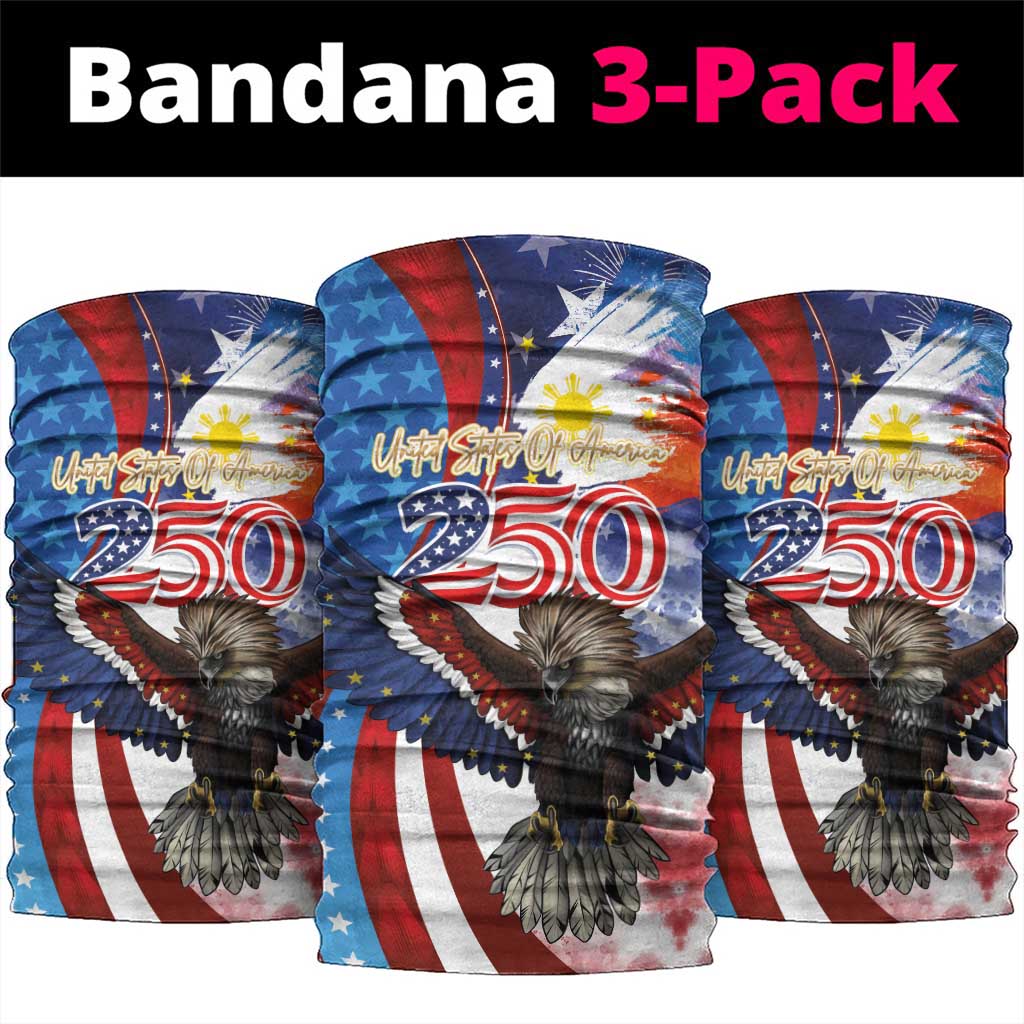 Philippines and United States Semiquincentennial Neck Gaiter Eagle and National Flag Style LT03 package One Size: 25*50cm Multicolor - Polynesian Pride