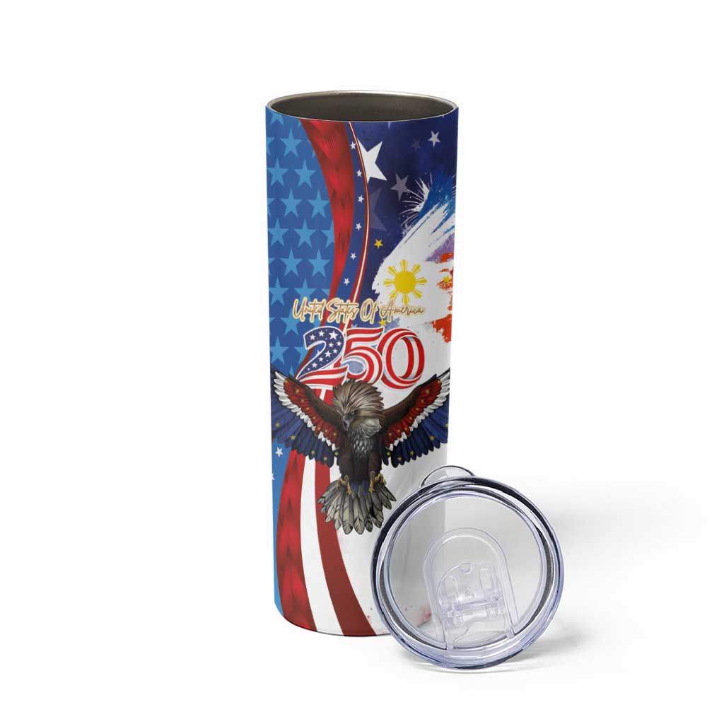 Philippines and United States Semiquincentennial Skinny Tumbler Eagle and National Flag Style LT03 - Polynesian Pride