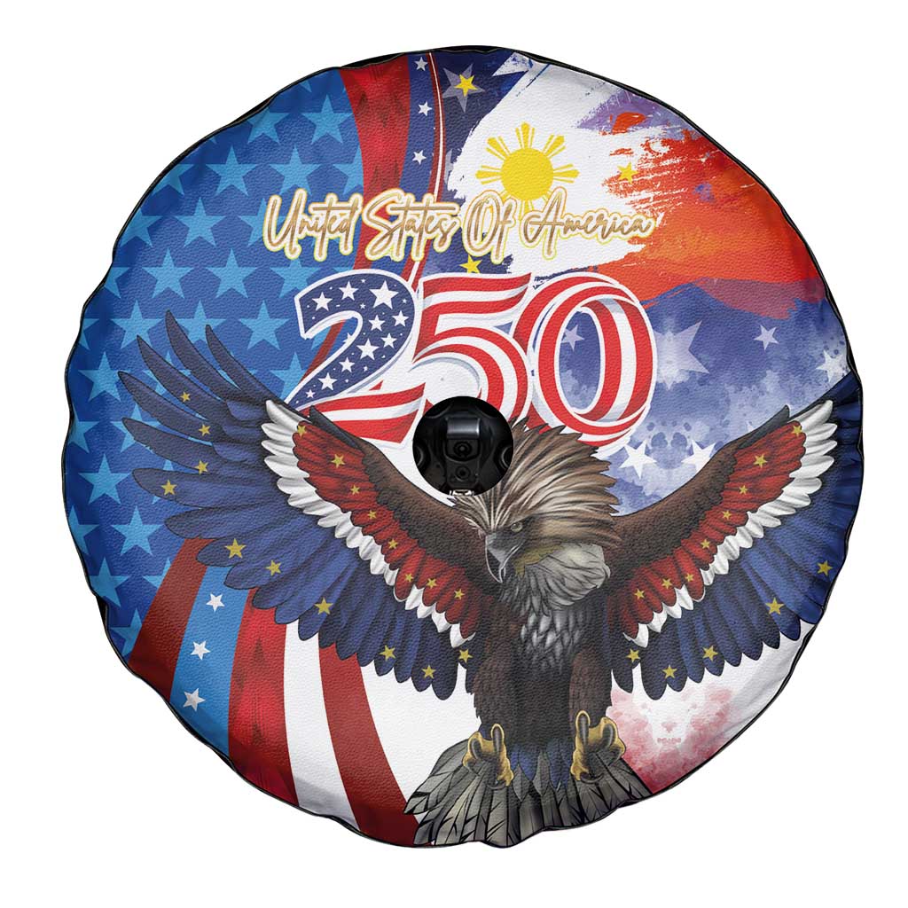 Philippines and United States Semiquincentennial Spare Tire Cover Eagle and National Flag Style