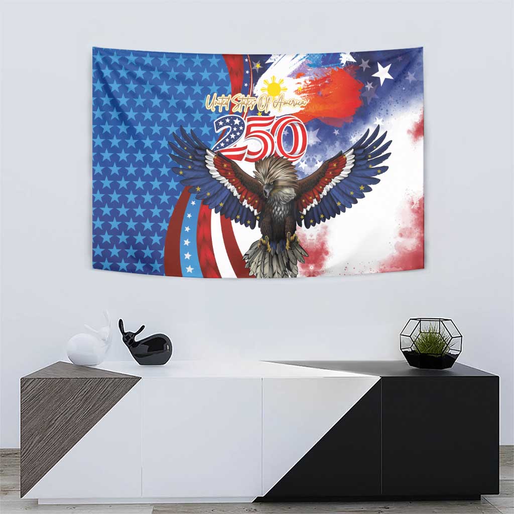 Philippines and United States Semiquincentennial Tapestry Eagle and National Flag Style