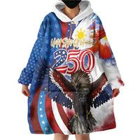 Philippines and United States Semiquincentennial Wearable Blanket Hoodie Eagle and National Flag Style