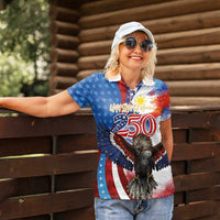Philippines and United States Semiquincentennial Women Polo Shirt Eagle and National Flag Style LT03 - Polynesian Pride