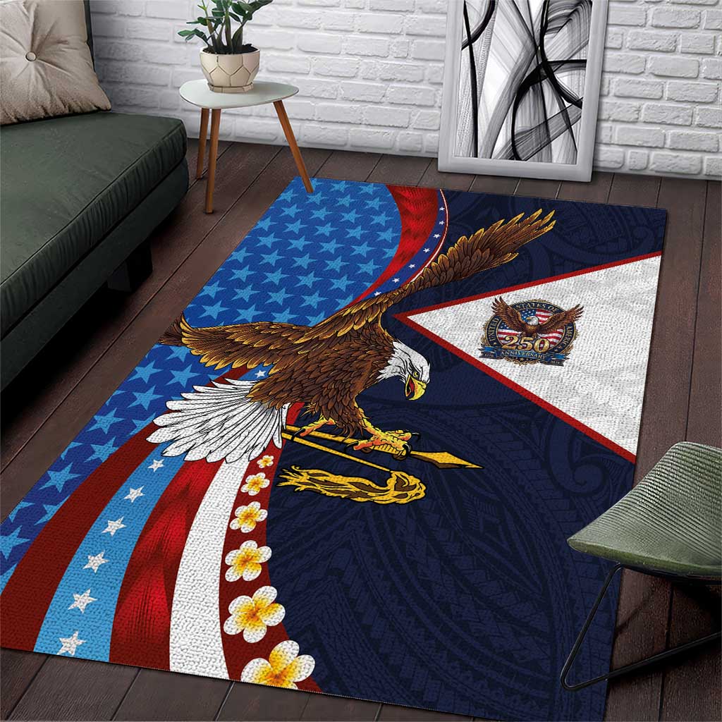 American Samoa and United States Semiquincentennial Area Rug Bald Eagle with National Flag Style