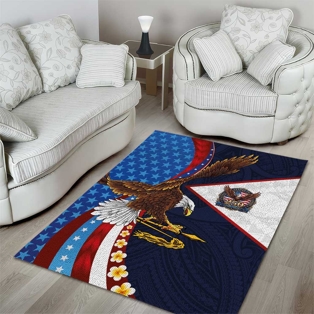 American Samoa and United States Semiquincentennial Area Rug Bald Eagle with National Flag Style