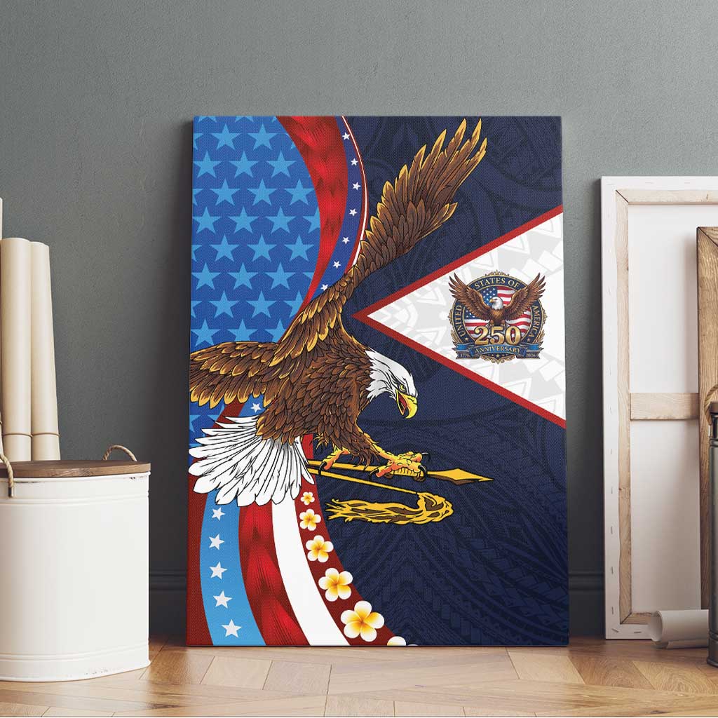 American Samoa and United States Semiquincentennial Canvas Wall Art Bald Eagle with National Flag Style