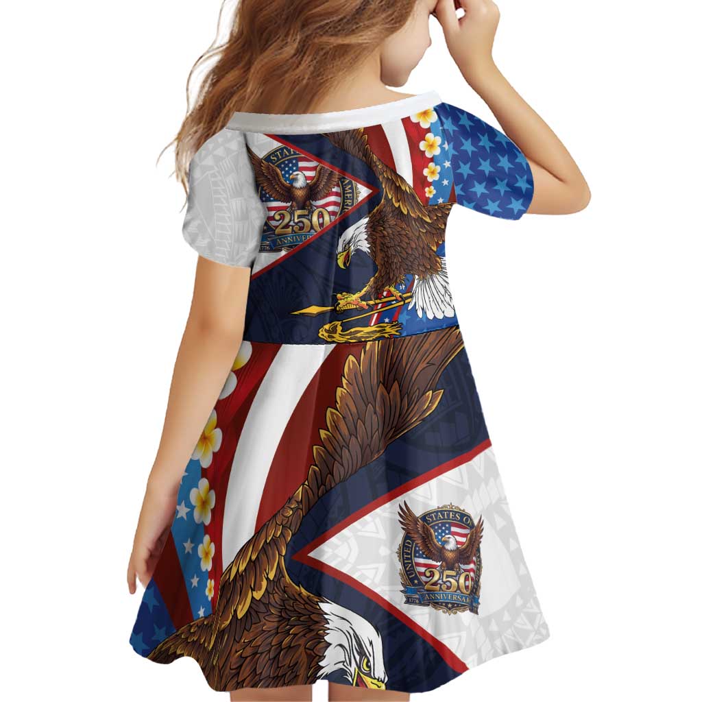 American Samoa and United States Semiquincentennial Family Matching Long Sleeve Bodycon Dress and Hawaiian Shirt Bald Eagle with National Flag Style LT03 - Polynesian Pride