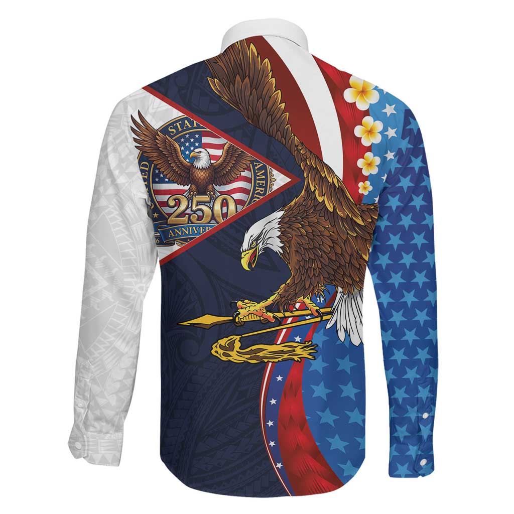 American Samoa and United States Semiquincentennial Family Matching Long Sleeve Bodycon Dress and Hawaiian Shirt Bald Eagle with National Flag Style LT03 - Polynesian Pride