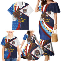 American Samoa and United States Semiquincentennial Family Matching Mermaid Dress and Hawaiian Shirt Bald Eagle with National Flag Style LT03 - Polynesian Pride