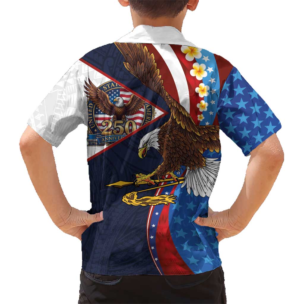 American Samoa and United States Semiquincentennial Family Matching Off Shoulder Maxi Dress and Hawaiian Shirt Bald Eagle with National Flag Style LT03 - Polynesian Pride