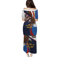 American Samoa and United States Semiquincentennial Family Matching Puletasi and Hawaiian Shirt Bald Eagle with National Flag Style LT03 - Polynesian Pride