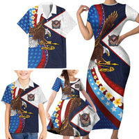 American Samoa and United States Semiquincentennial Family Matching Short Sleeve Bodycon Dress and Hawaiian Shirt Bald Eagle with National Flag Style LT03 - Polynesian Pride