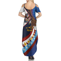 American Samoa and United States Semiquincentennial Family Matching Summer Maxi Dress and Hawaiian Shirt Bald Eagle with National Flag Style LT03 - Polynesian Pride