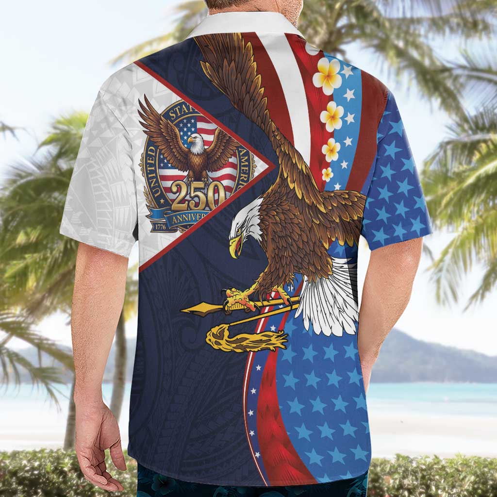 American Samoa and United States Semiquincentennial Hawaiian Shirt Bald Eagle with National Flag Style