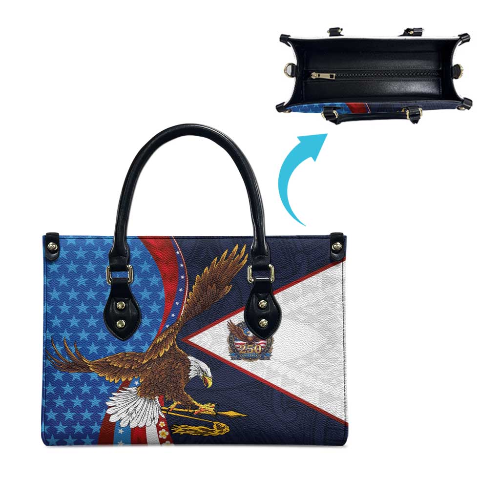 American Samoa and United States Semiquincentennial Leather Bag Bald Eagle with National Flag Style