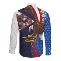 American Samoa and United States Semiquincentennial Long Sleeve Button Shirt Bald Eagle with National Flag Style