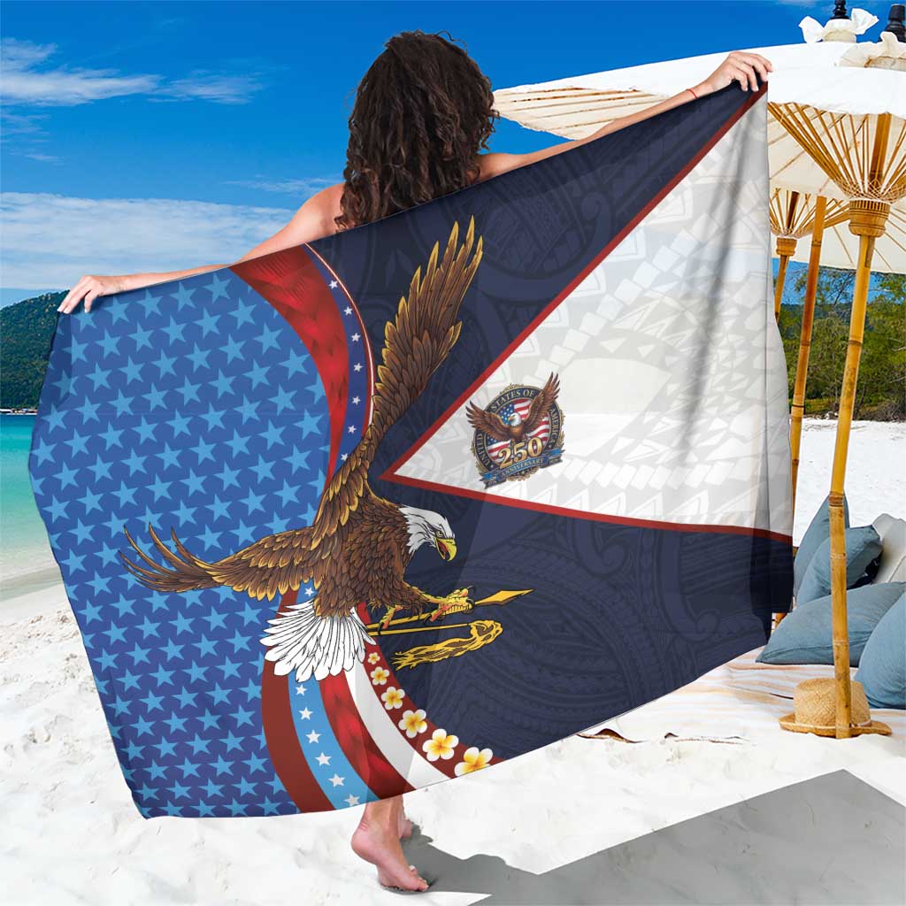 American Samoa and United States Semiquincentennial Sarong Bald Eagle with National Flag Style LT03 One Size 44 x 66 inches Multicolor - Polynesian Pride